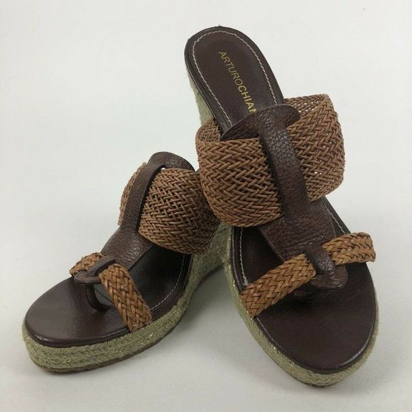 ARTURO CHIANG BRANDIE Woven ESPADRILLE Wedge Brown Size 8M NWB - Picture 1 of 11